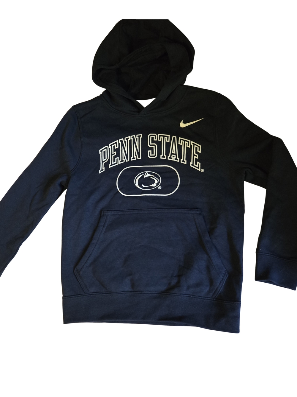 Nike Navy Penn State Kids Hoodie with White Logo Small